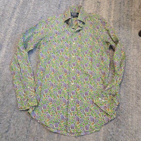 Polo Ralph Lauren Shirt Mens Small Regent Custom Fit Floral Dress Button Up - Picture 1 of 5